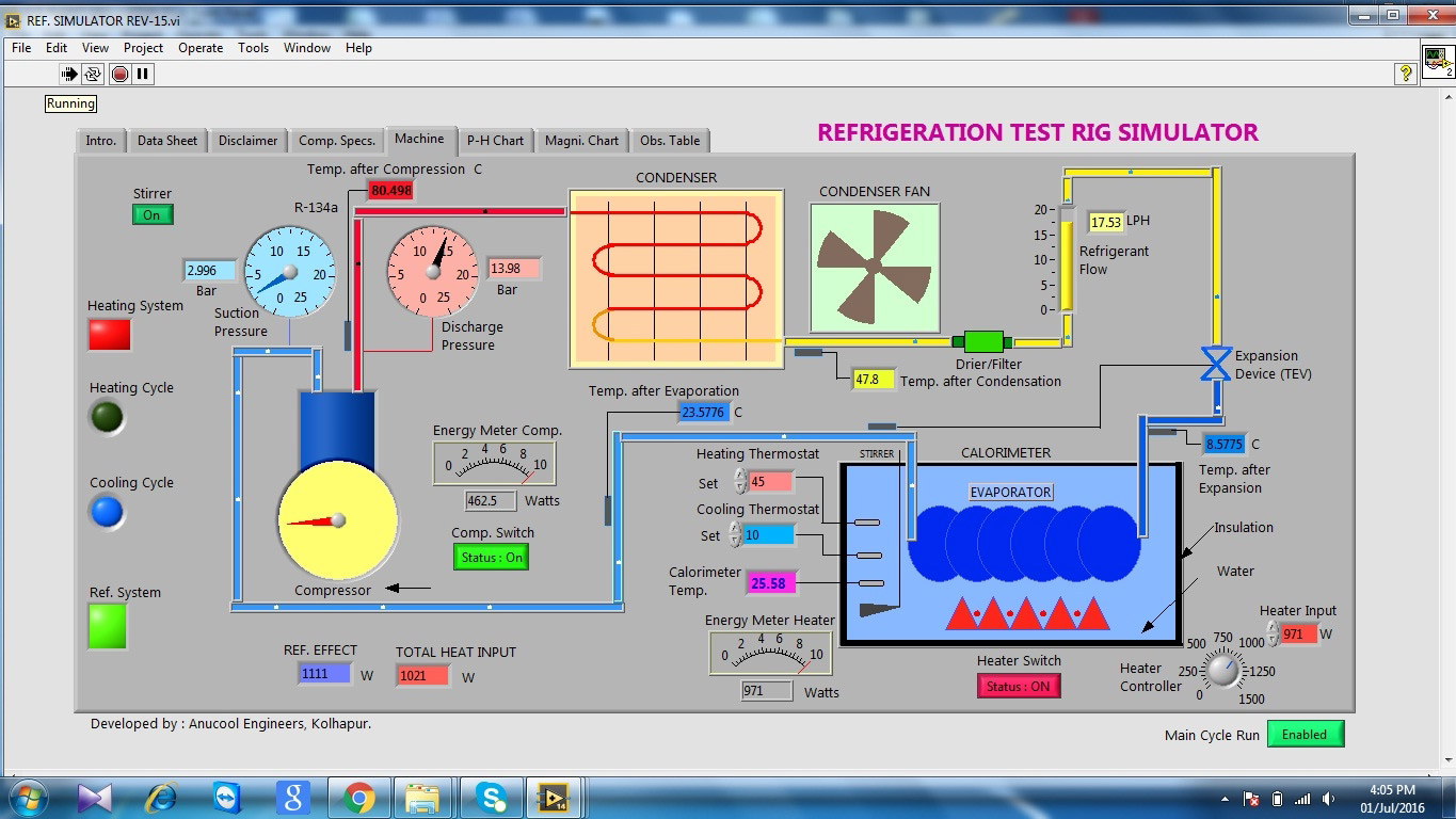 Refrigeration Test RIG Simulator